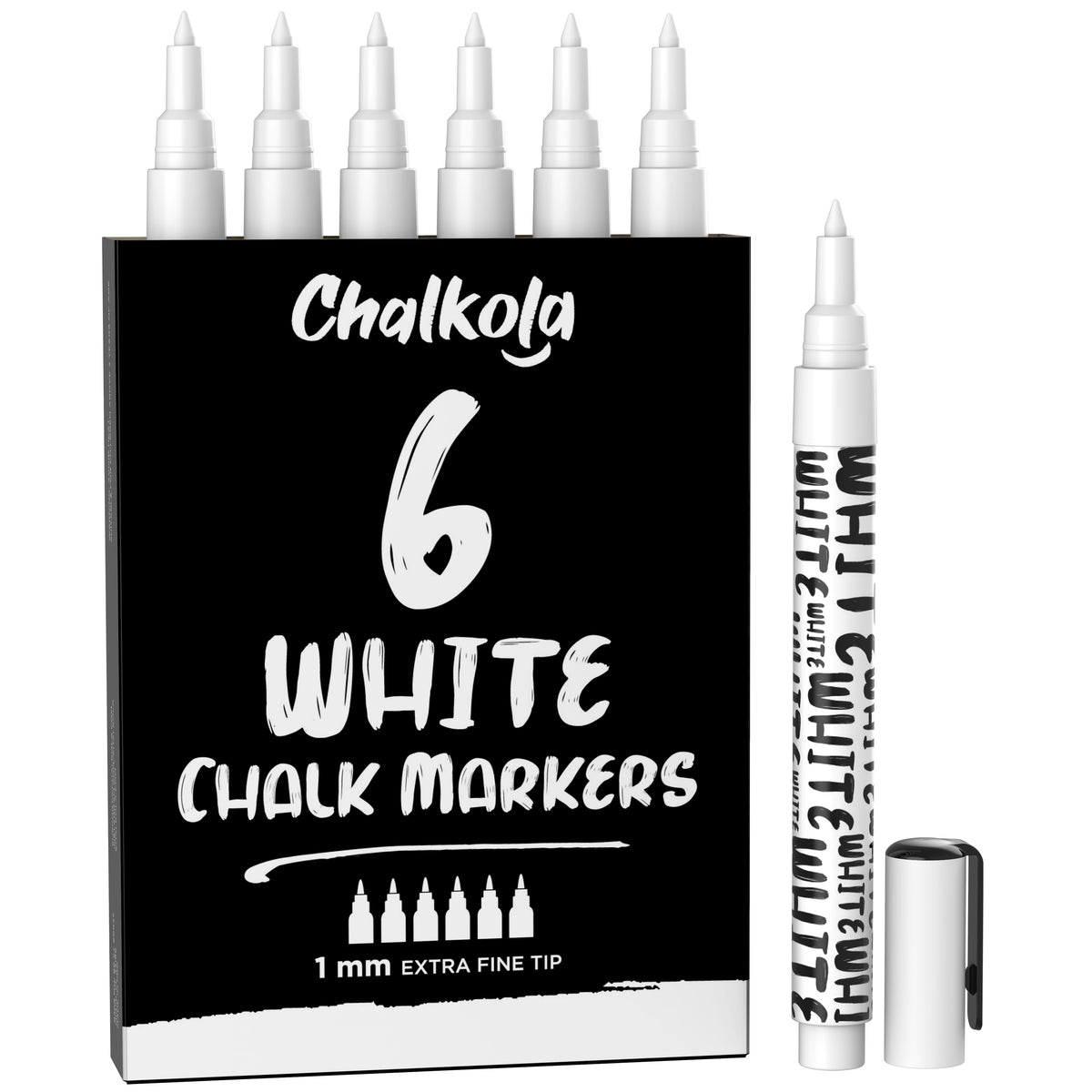 HUIHUIBI White Chalk Markers,6 Pack Set White Liquid Chalk Pens,White Dry  Erase Marker Pen for Blackboard,Windows,Chalkboards,Glass,Signs,Bistro