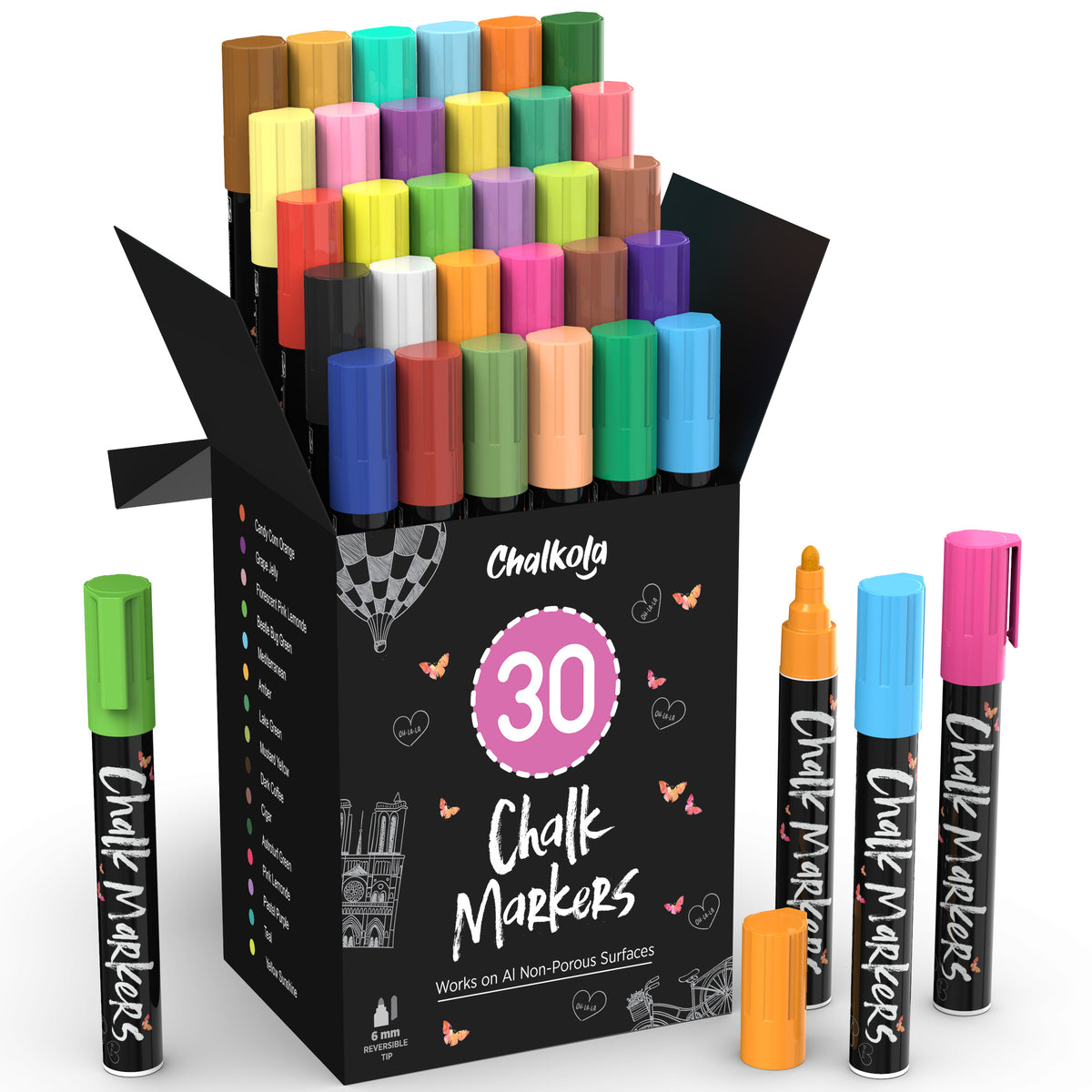 Neon &amp; Pastel Chalk Markers - Pack of 30 Pens