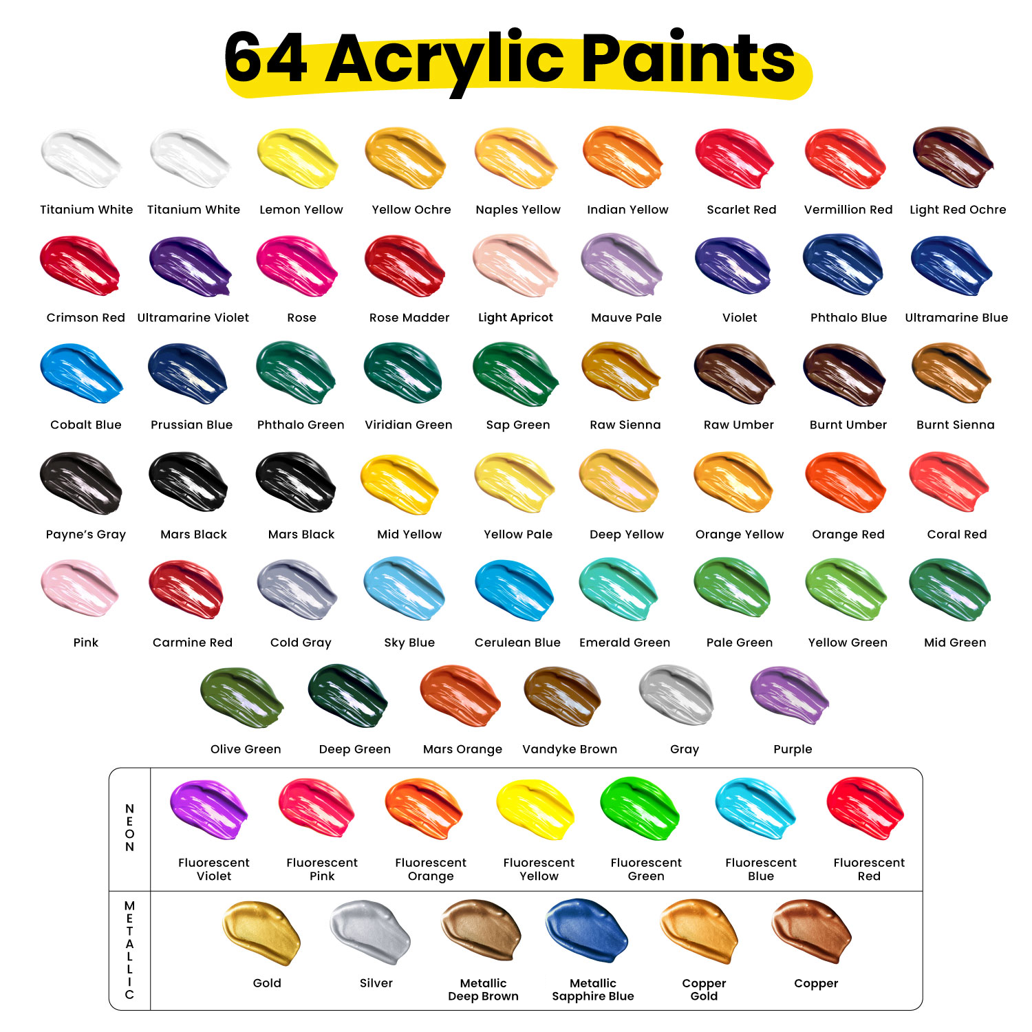 Arteza Acrylic Paint Markers, Set of 40 Colors, Long-Lasting Paint