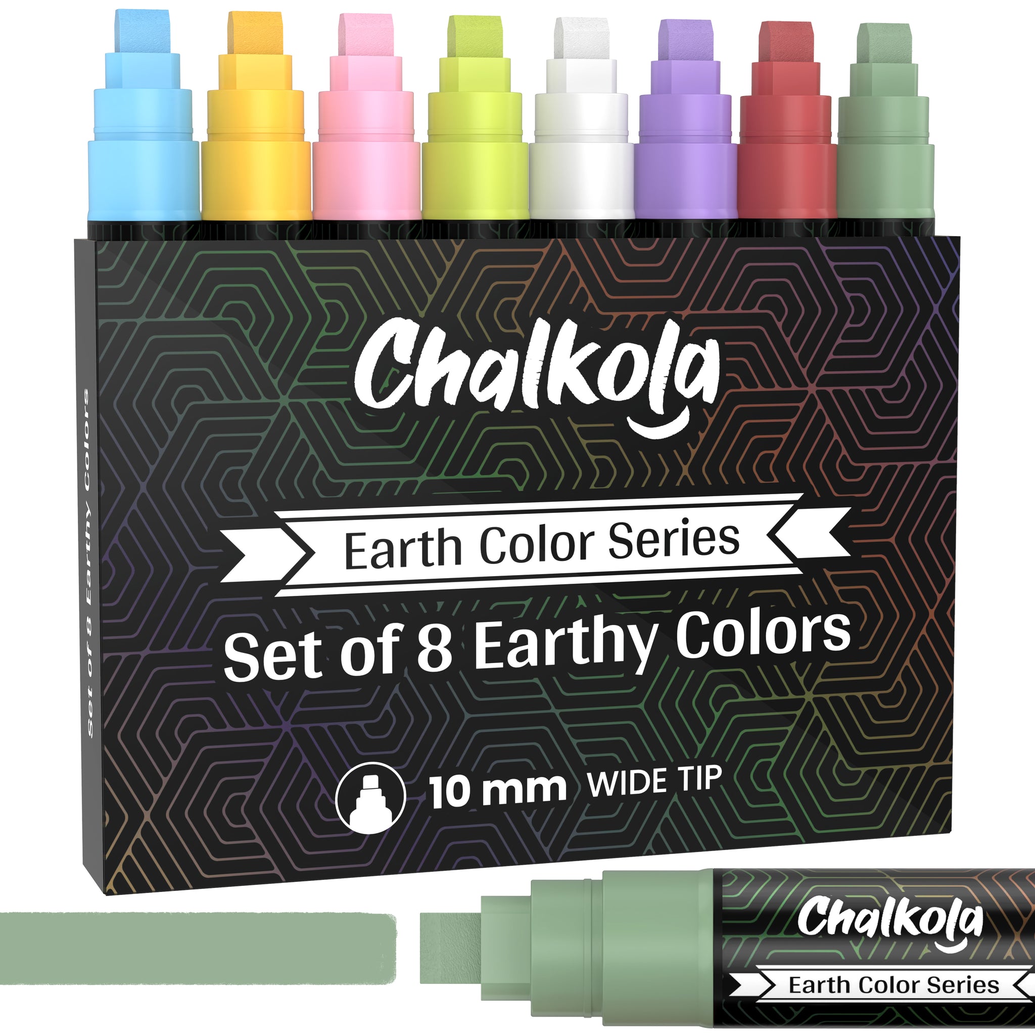 Fine Tip Chalkboard Chalk Markers - Pack of 8 Classic Earth Colors | Non Toxic