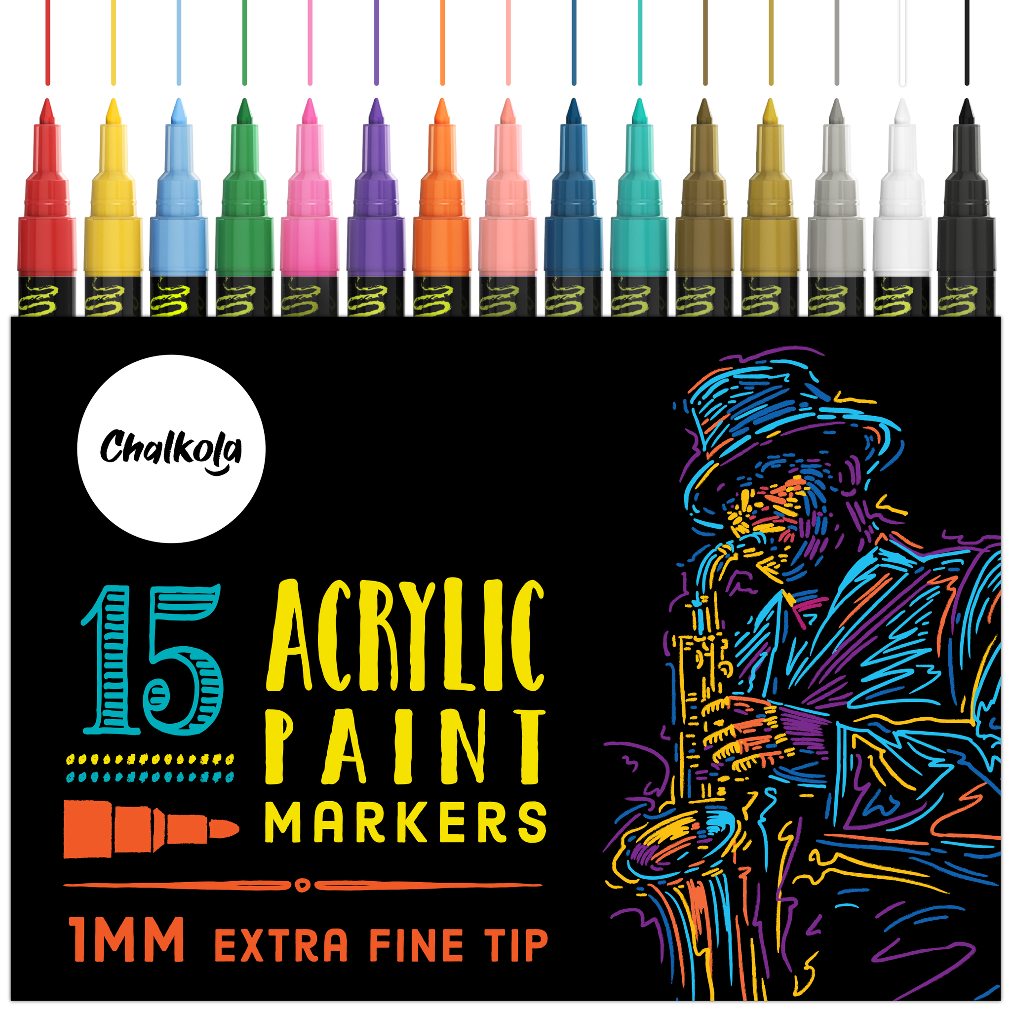 15 Acrylic Paint Pens extra-fine Tip for Rock Painting, Stone, Ceramic,  Glass, Wood, Fabric, Canvas, Metal -  Israel