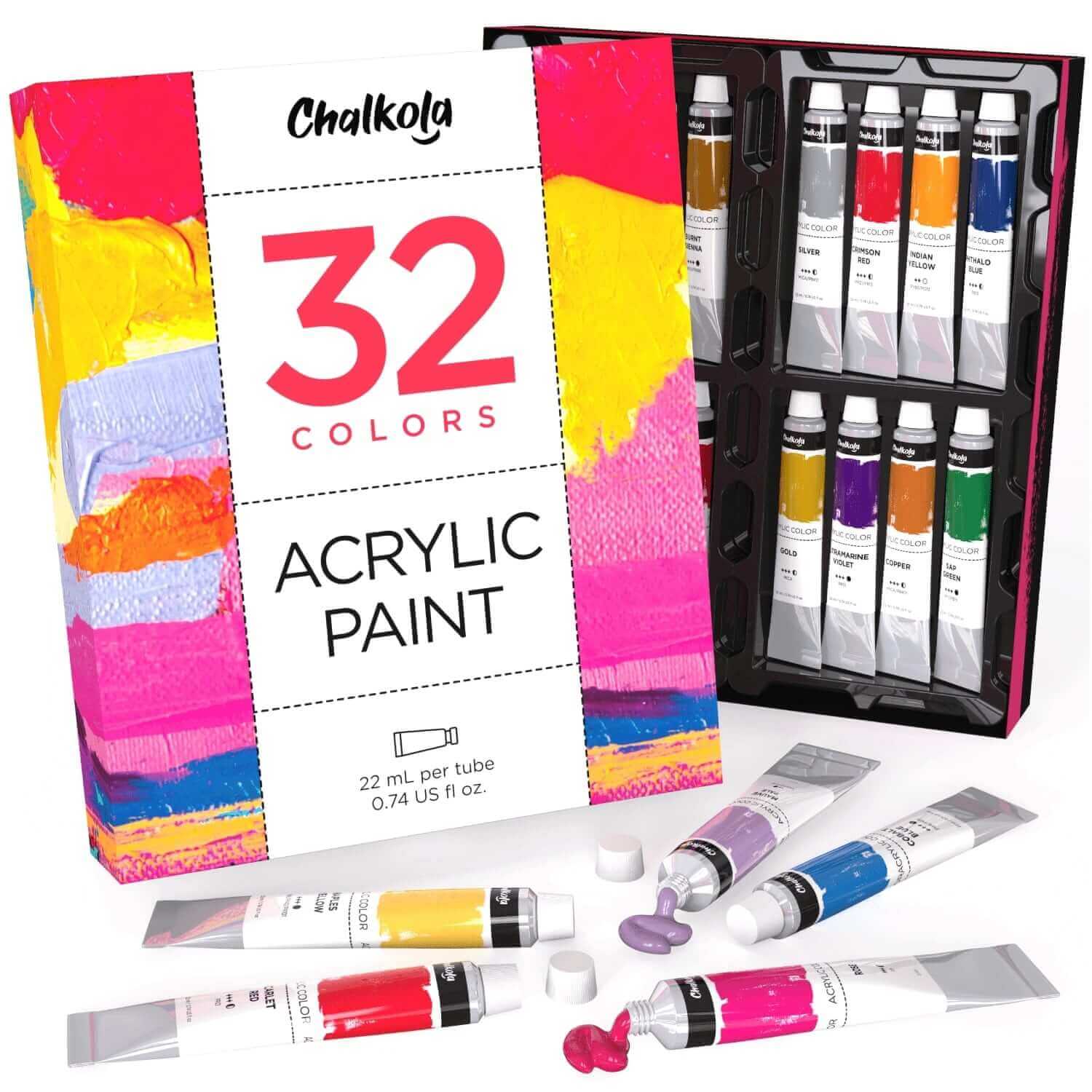 Acrylic Premium Artist Paint, 22ml Tubes - Set of 32