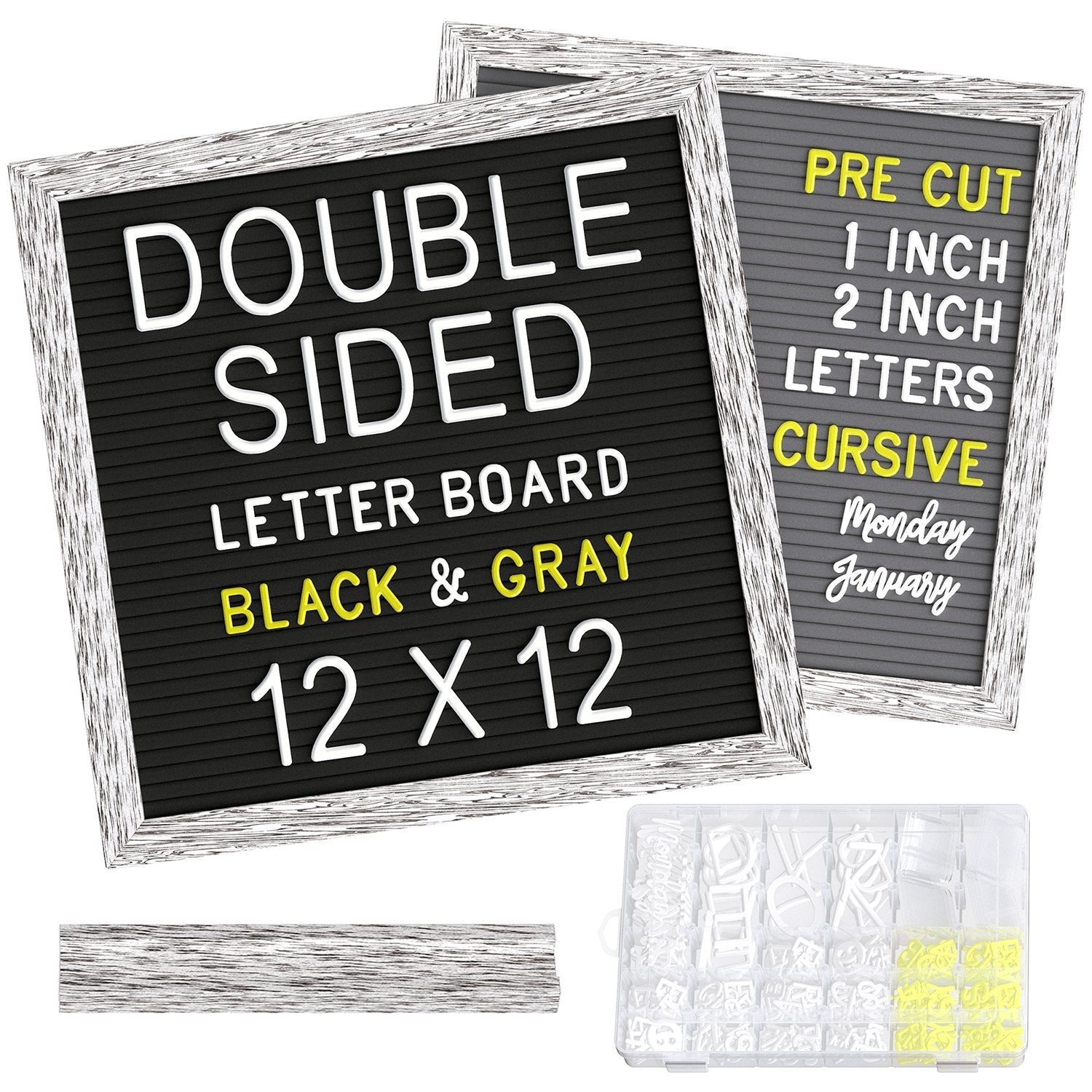 Double Sided Rustic Felt Letter Board 12x12 inch | With Pre-Cut Letters - LetterBoard