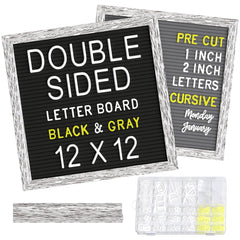 Silver Frame Black Felt Letter Board Sign Board White Precut Letters 10x10  Inch.
