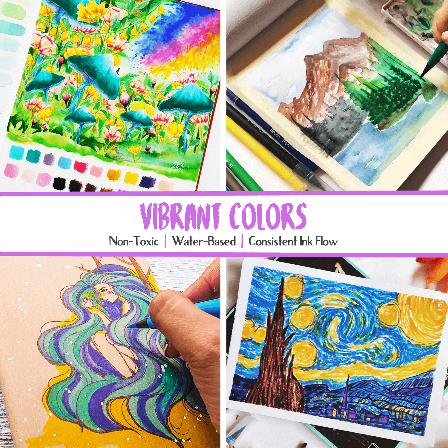 Bundle for Kids: Watercolor Brush Pens + Washable Dot Markers - Chalkola Art  Supply